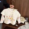 Camiseta Térmica FHW de Algodón Suave Cepillado para Bebés Niñas Infantil Otoño Elegante Falso Dos Piezas Camiseta de Manga Larga Top