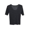Suéter de Lã Shimao de 18 Fios Gola U Sem Costura Manga Longa Top Base Slim-Fit Gola Baixa com Suéter Interno Pulôver Fino