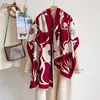 Cachecol popular de camélia imitação de caxemira para mulheres, aquecedor de pescoço espesso e quente versátil de inverno, adequado para uso como xale de ar condicionado