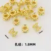 Chapado en Cobre Oro de 18 Quilates Hueco Portacuentas Doble Cara Flor de Loto Cintura Delgada Accesorios de Joyería Pulsera DIY Collar Accesorios de Cristal