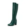 2025 Nuevo Estilo de Invierno Talla 34-48 Botas de Caballero Altas Zapatos de Mujer Tacón Grueso Botas de Moda