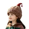 Gorro tejido para niños, unisex, gorro de lana cálido, diseño de caricatura lindo, cubreorejas, estampado de estrellas, gorrito para bebé de otoño e invierno