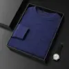 Nuevo suéter de cachemira para hombre de otoño e invierno, cuello redondo, tejido de siete puntos grueso, corte holgado, talla grande, jersey, suéter base de punto de lana de color liso