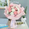 Bolsa de materiales para ramo de lana de punto ganchillo DIY hecho a mano, degradado rosa, regalo de San Valentín para novia