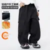 Pantalones Cargo para Niños para Exteriores con Forro Polar, Espesos 2025 Nuevos Pantalones Rectos de Otoño e Invierno con Puño a Prueba de Viento para Niños Mayores