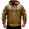 2026 transfronterizo nuevo otoño e invierno cálido color sólido retazos multibolsillo cordón casual sudadera con capucha top chaqueta