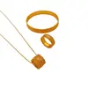 Conjunto de pulsera, anillo y collar tradicional estilo tienda de oro para atraer la fortuna para mujer, latón bañado en oro, conjunto de moda clásico, al por mayor