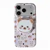Funda Divertida con Cara de Oso y Soporte Magnético para Apple 18Promax, apta para 17promax, película magnética 16