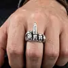 Anillo de Acero de Titanio Estilo Coreano Acero Inoxidable 316L Fundición Anillo para Dedo Medio Retro Anillo para Hombre Venta al por Mayor Creativo Circonita