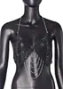 Top Tubo Metálico AYJ com Lantejoulas, Gola Halter, Franjas e Correntes, Costas Abertas, para Performances de Meninas Badass em Boates