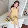 Conjunto de Verão para Meninas 2026 Novo Estilo Roupas de Verão Modernas e Elegantes para Bebês Meninas, Conjunto de Duas Peças com Colete sem Mangas para Crianças