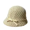 2026 Nuevo Sombrero de Mujer Otoño Tejido con Lazo Sombrero de Pescador Hace que la Cara se Vea Más Pequeña Moda Versátil Sombrero de Cubo