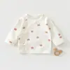 Ropa de Algodón Puro para Bebés Recién Nacidos, Parte Trasera Media, Categoría A, Tops de Manga Larga para Primavera y Otoño, para Bebés de 0 a 3 Meses, en Casa, como Ropa Base de Monje
