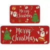 Alfombra de piso para vacaciones de Navidad, terciopelo de cristal para cocina, absorbente de agua y aceite, antideslizante, juego largo de dos piezas, felpudo, alfombra de piso para puerta de entrada