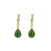 Yuebao Jewelry S925 Prata Esterlina Banhado A Ouro Hetian Jade Jasper Novo Chinês Vintage Folha De Bambu Brincos De Gota De Água