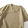 Camiseta de Lino con Cuello Redondo para Hombre Verano Nuevo Estilo Estilo Chino Retro Ramio Algodón Manga Corta Casual Camiseta de Cuello en V Top