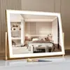 Espejo de Maquillaje con Luces Espejo de Maquillaje Led Desmontable Control Táctil Inteligente Rotación de 360 Grados Espejo de Maquillaje de Escritorio