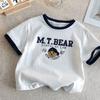 Camiseta de Oso de Dibujos Animados para Niños Camiseta de Manga Corta de Verano Nueva para Niños Algodón Top Bebé Dibujos Animados Camiseta de Media Manga Estilo Delgado para Mujer