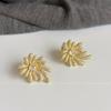 Pendientes Coreanos Dorados de Zirconia con Diamantes Completos Flash Fuegos Artificiales Románticos Clip para Oreja Placa para Incienso Mosquito Nuevo Primavera y Verano de Alta Calidad