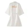 Roupão de Manhã de Casamento Feminino Noiva Madrinha Grupo Seda Gelada Pijama de Casamento Camisola Robe Vermelho Feminino Comprimento Médio Fino