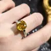 Brillante Estrella Gloria Amarillo Diamante Circonita Base Octagonal Corte Milenio Rosa Anillo Abierto Pendiente para Mujer Colgante Traje