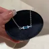 Colar Azul Oceano com Zircônia, Doce e Versátil, para Mulheres, Corrente de Clavícula de Aço Titânio de Luxo Leve, Acessórios Atacado