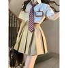 Uniforme JK Estilo Japonés Estilo Universitario Holgado Combinable Chic Camisa Rayada Camisa de Manga Corta Verano Nuevo Top para Mujer