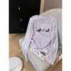 Camiseta fina de algodão com gola redonda e manga longa, estampa de floco de neve, para mulheres, estilo coreano moderno, versátil, rejuvenescedora, casual, modeladora, top lilás claro
