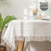 Mantel de encaje gris francés, mantel de comedor estilo Ins, mantel de algodón y lino para mesa de centro, mantel redondo de alta calidad, mantel de fondo para el hogar