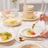 Tigela de Cerâmica Jingdezhen com Cor sob Esmalte, Estilo Francês Simples, Novo Conjunto de Tigela e Prato Estilo Creme 2026 para Uso Doméstico