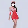 Nuvem Rosa Lingerie Sexy Natal Penas Tentador Gradiente Malha Transparente Vestido Sexy Provocante Conjunto Transparente