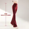 Pantalones de Yoga Micro Acampanados Forrados de Polar para Mujer, Ropa de Abrigo, Novedad Otoño/Invierno 2026 Cintura Alta Control de Abdomen Extra Largos para Personas Altas Pantalones Acampanados Tiburón