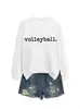 Sudadera casual simple con estampado de letras para mujer, cómoda, para voleibol, nueva de otoño e invierno, tienda independiente de Amazon Wish