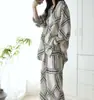Conjunto de Pijama de Algodón y Seda Estampado Retro, Ropa de Casa Delgada y Holgada para Primavera y Verano