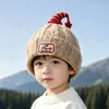 Gorro tejido para niños, unisex, gorro de lana cálido, diseño de caricatura lindo, cubreorejas, estampado de estrellas, gorrito para bebé de otoño e invierno