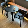 Juego de Mesa Redonda Pequeña y Sillas de Acero al Carbono Sencillo para Ocio en Balcón, Mesa de Reuniones, Área de Descanso, Cafetería de Té con Leche al Aire Libre, Mesa de Comedor al Aire Libre