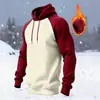 Sudadera Casual con Capucha Holgada de Raglán a Juego de Colores Retro Americana para Hombre, Engrosada y con Terciopelo