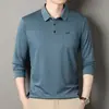 Camisa Polo de Manga Larga para Hombre de Primavera y Otoño con Bolsillos Reales, Top Estilo Negocios para Hombres de Mediana Edad, Ropa para Papá