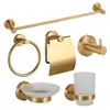 Comercio Exterior Transfronterizo Acero Inoxidable Cromado Fondo Redondo Accesorios de Baño Juego de Seis Piezas Toallero de Barra Única Aro para Toalla Portarrollos de Papel Higiénico