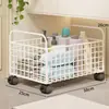 Estante de almacenamiento debajo del mueble del baño, cesto de ropa sucia para debajo del lavabo, cesto de almacenamiento móvil para el inodoro para detergente de lavandería, solución de almacenamiento