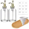 Botella dispensadora tipo push para Amazon transfronterizo, botella vacía de vidrio transparente, para baño, inodoro, gel de ducha, botella cosmética