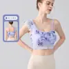 Roupa de Yoga Novo Estilo Sexy Sutiã Esportivo de Um Ombro com Babados e Bojos, Top Fitness de Malha de Secagem Rápida, Cintura Alta