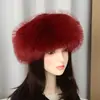Faixa de Cabeça de Pelo Sintético Elástico Pelo de Raposa para Mulheres Tendência Preto Mongólio Círculo Vazio Chapéu Topo Acessórios de Cabelo de Pelo para Senhoras