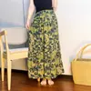 Falda Floral Nueva Transfronteriza para Mujer Falda de Primavera y Verano Cintura Elástica Algodón Seda Hogar Viaje Estilo del Sudeste Asiático