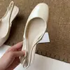 Versión de piel de oveja~Sandalias de tacón grueso de puntera cerrada estilo minimalista francés con tira trasera, puntera redonda, calzado bajo suave para mujer para ir al trabajo