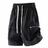 Pantalones Cortos de Trabajo de Seda de Hielo para Hombre 2026 Nueva Marca Trendy Retro Americano Tie-Dye Deportivos Sueltos Casuales Hasta la Rodilla