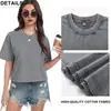 Camiseta de algodón puro para mujer, estilo retro americano lavado, 230 g, de verano, top corto de manga corta de alta costura, moderno para chicas calientes