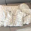 Pijama de Algodão Yunduo para Mulheres Verão 2025 Novo Doce e Fofo Cereja Manga Curta Shorts Terno para Casa Meninas Verão