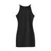 Vestido Colete Sem Manga de Temperamento Feminino Verão Novo para o Trabalho Estilo Coreano Cintura Marcada Emagrecedor Saia Longa/Curta Gentil