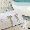 Pendientes coreanos elegantes de estilo francés con borlas de diamantes y lazo, nuevos y modernos pendientes de aguja de plata 925 de lujo, ligeros y elegantes para mujer.